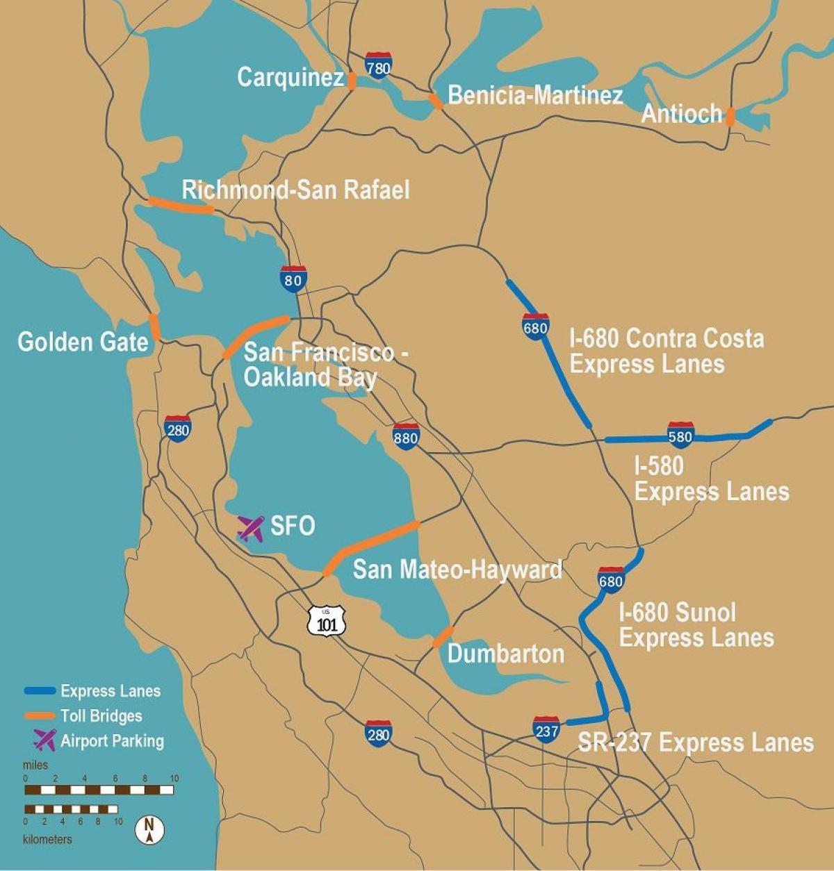 cestninske ceste v San Franciscu zemljevid