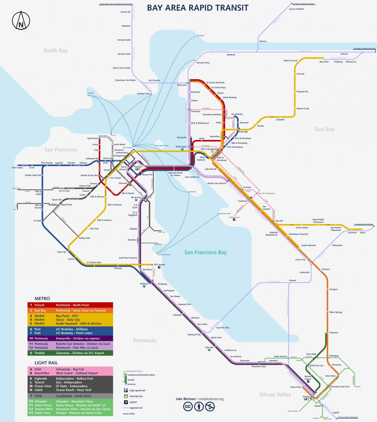 San Francisco podzemni sistem zemljevid