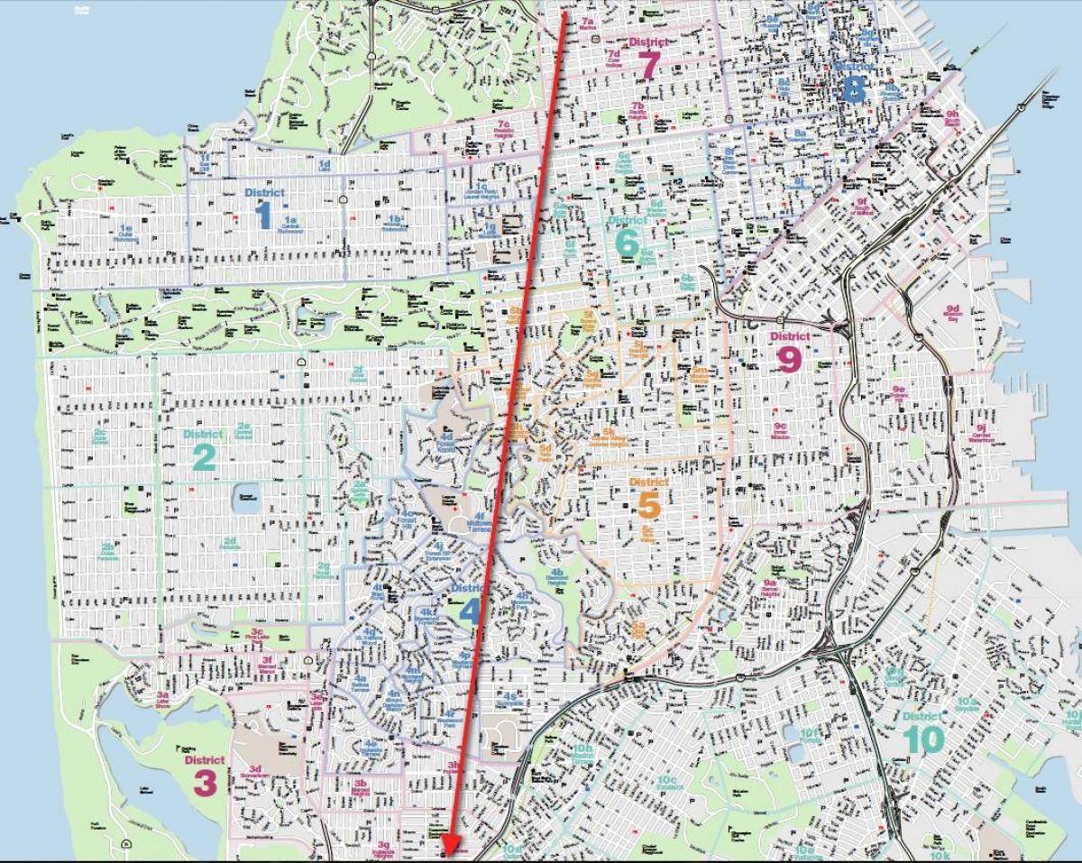 Zemljevid San Francisco megla