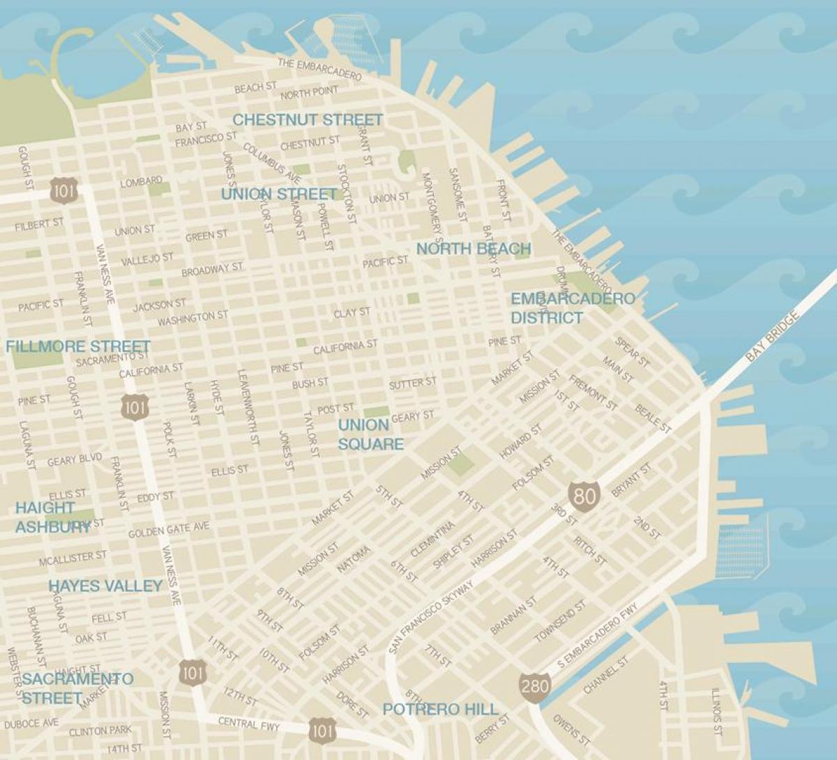 Zemljevid San Francisco oblačilo okrožno