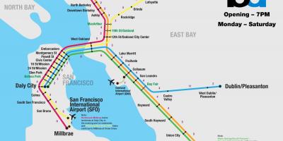 Bart sistem San Francisco zemljevid