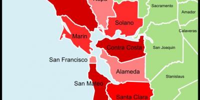 San Francisco bay area občine zemljevid