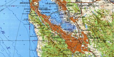 San Francisco bay area topografskih zemljevidov