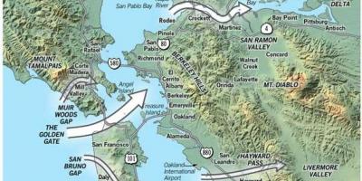 Zemljevid San Francisco mikroklima