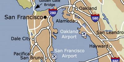 Zemljevid San Francisco letališče in okolici
