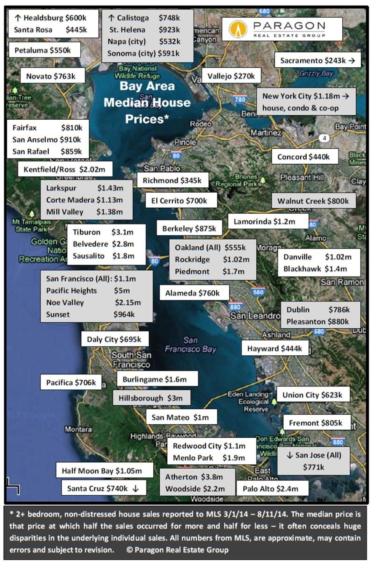 Zemljevid bay area stanovanjska cene
