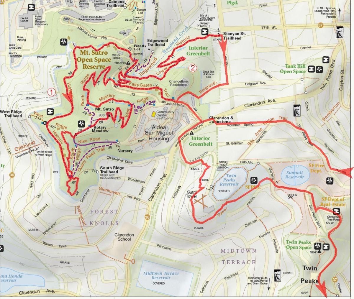 Zemljevid bay area kolesarske poti