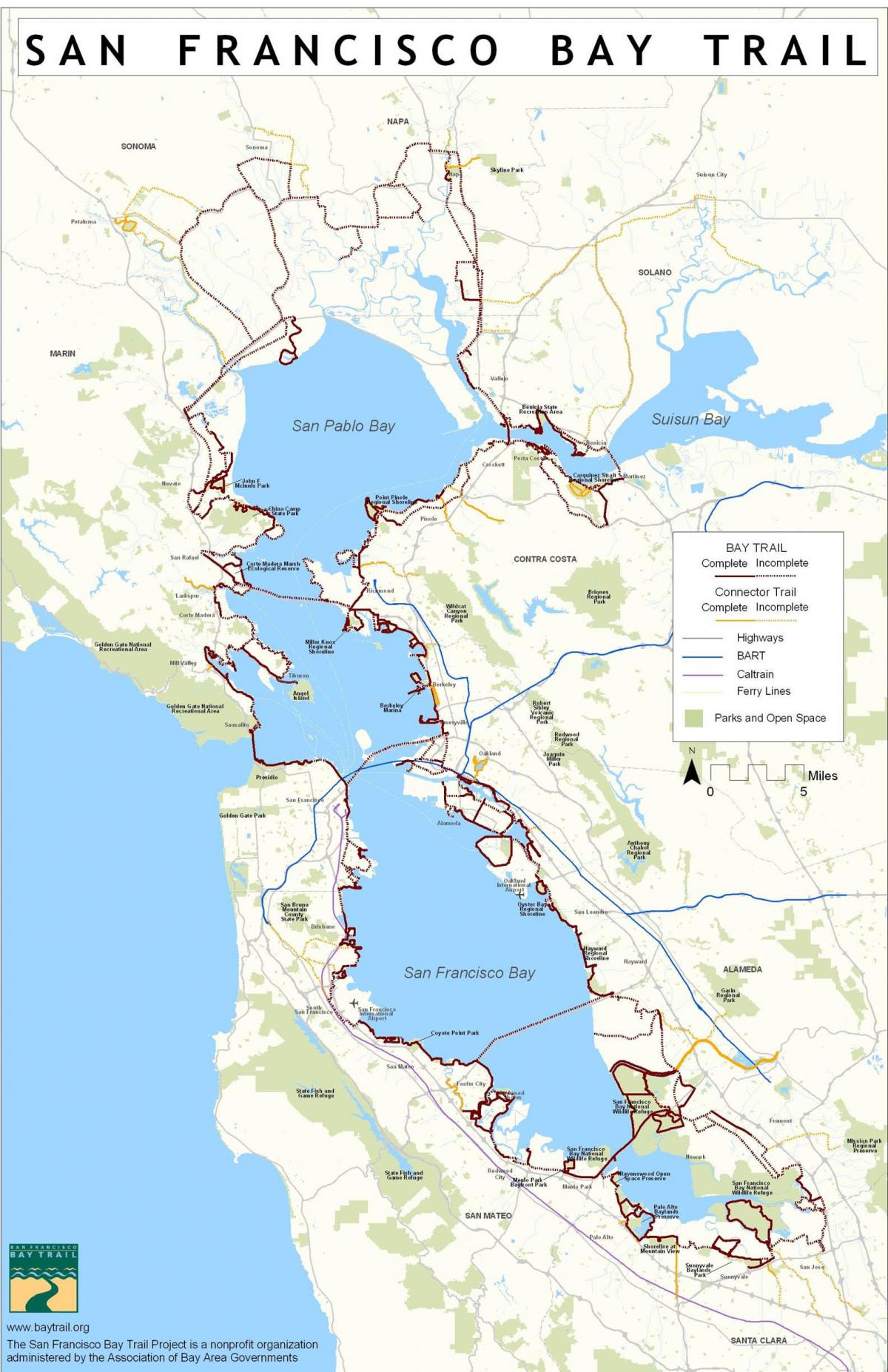 San Francisco bay trail zemljevid
