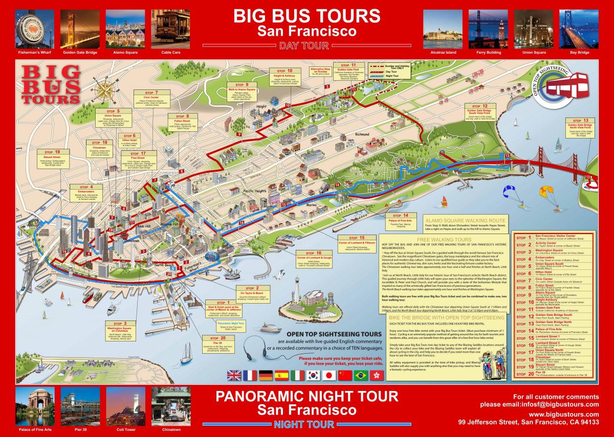 veliki rdeči avtobus za San Francisco zemljevid