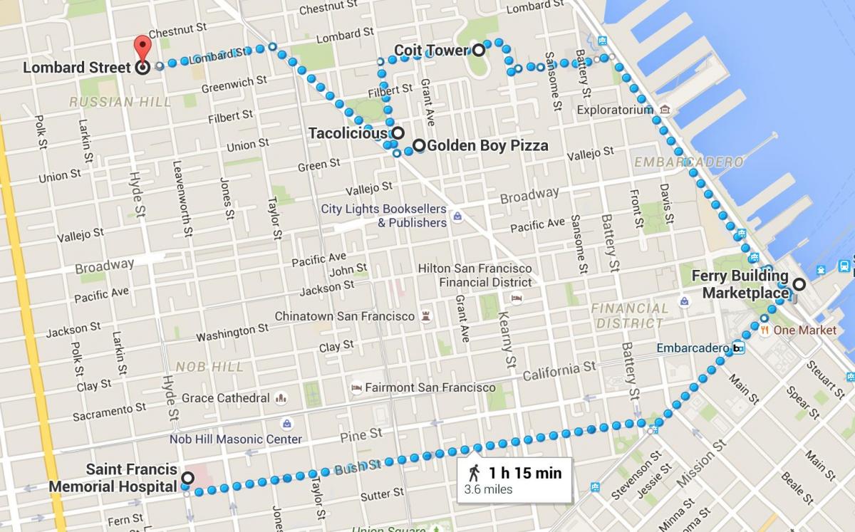 San Francisco chinatown peš ogled zemljevida