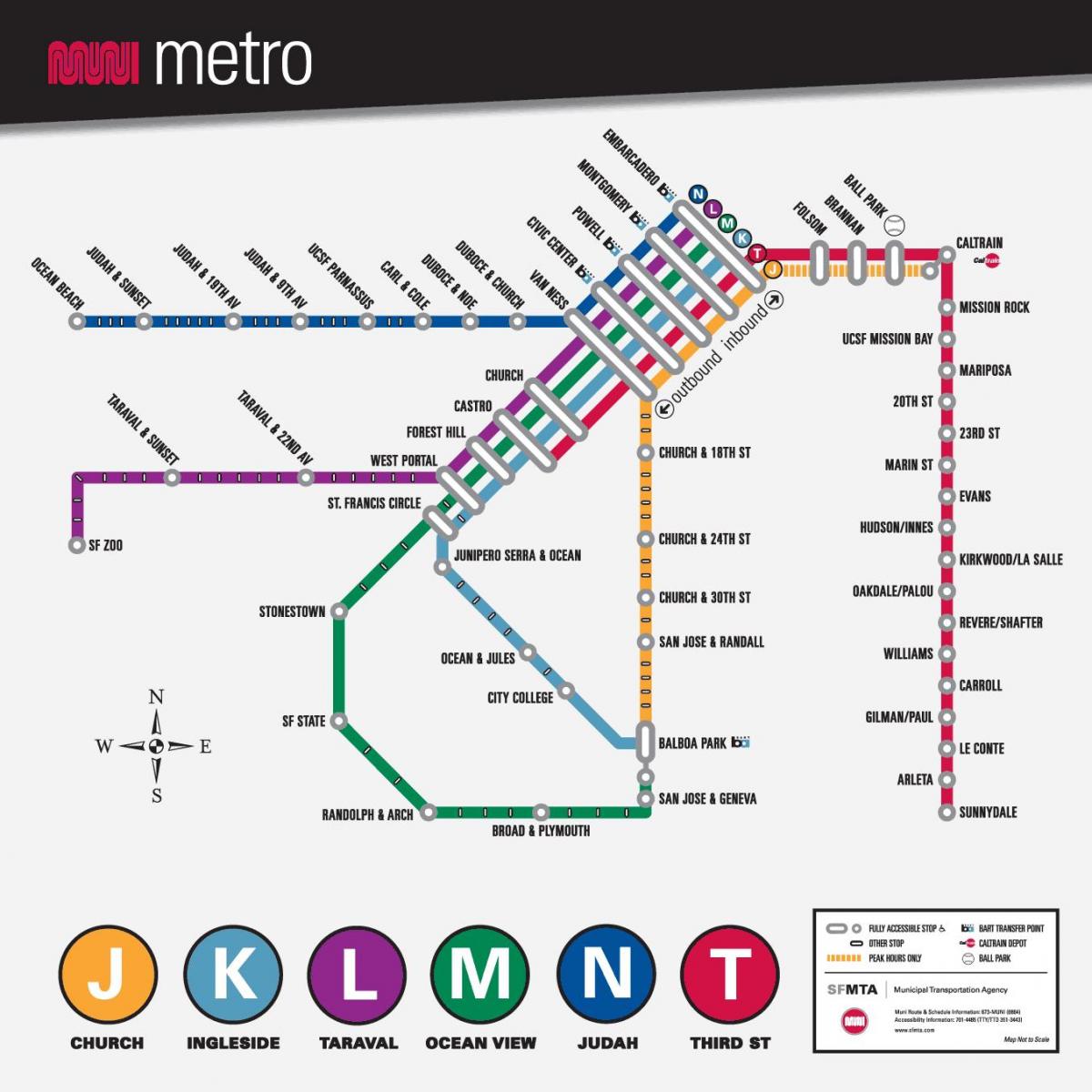 SF muni metro zemljevid