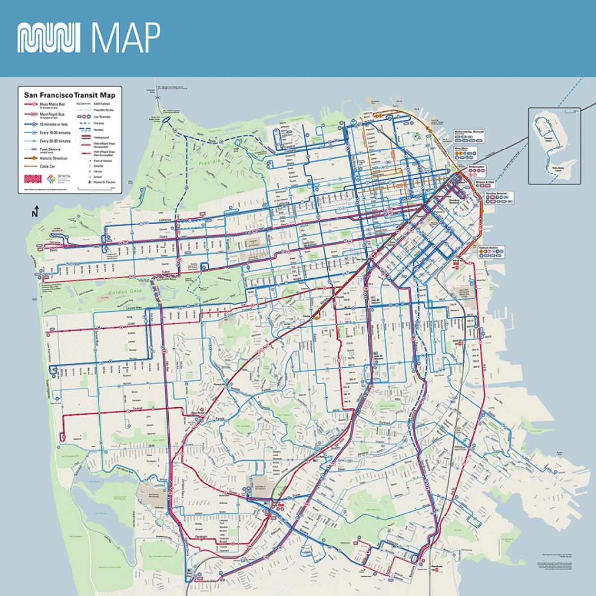 muni zemljevid San Francisco, ca