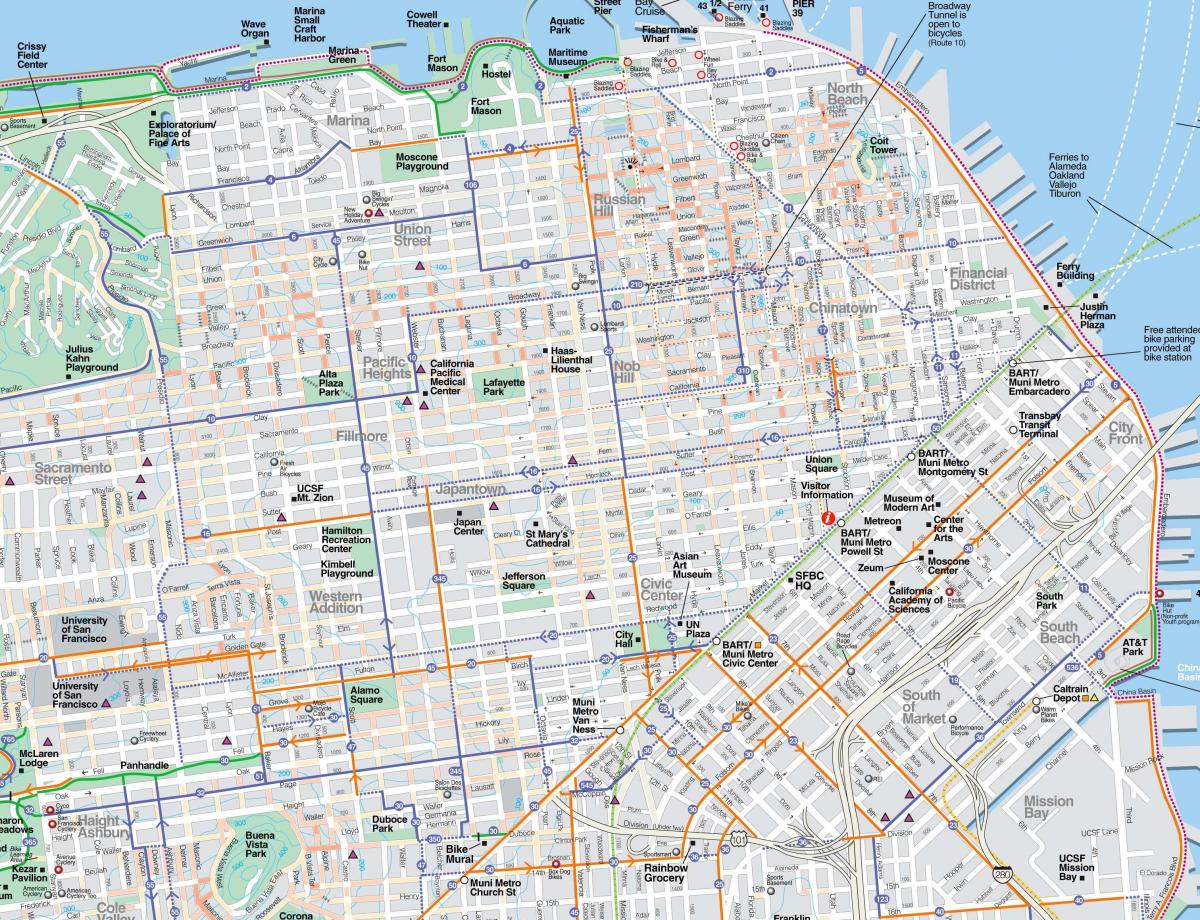 Zemljevid za podrobni San Francisco