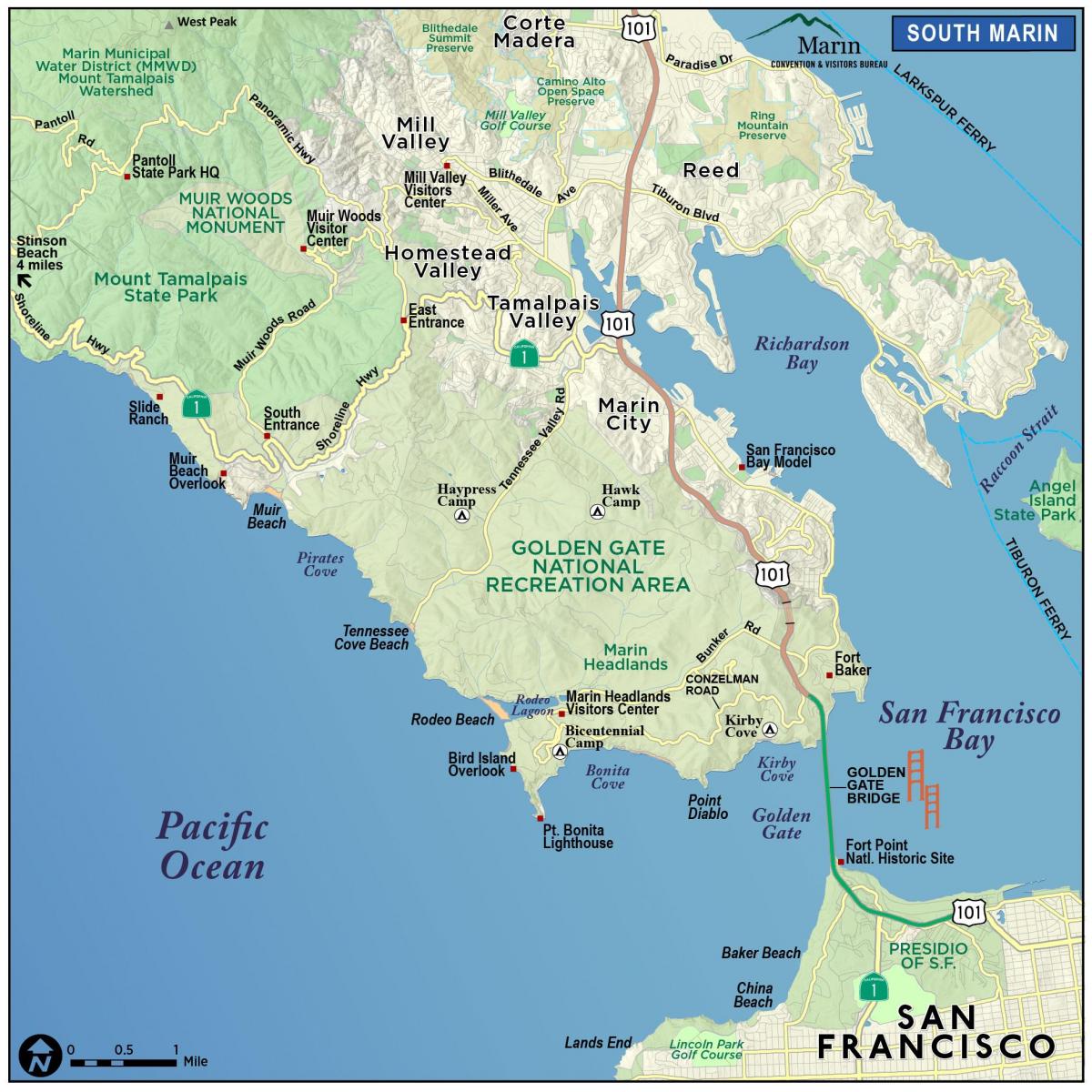 Zemljevid redwood gozd San Francisco