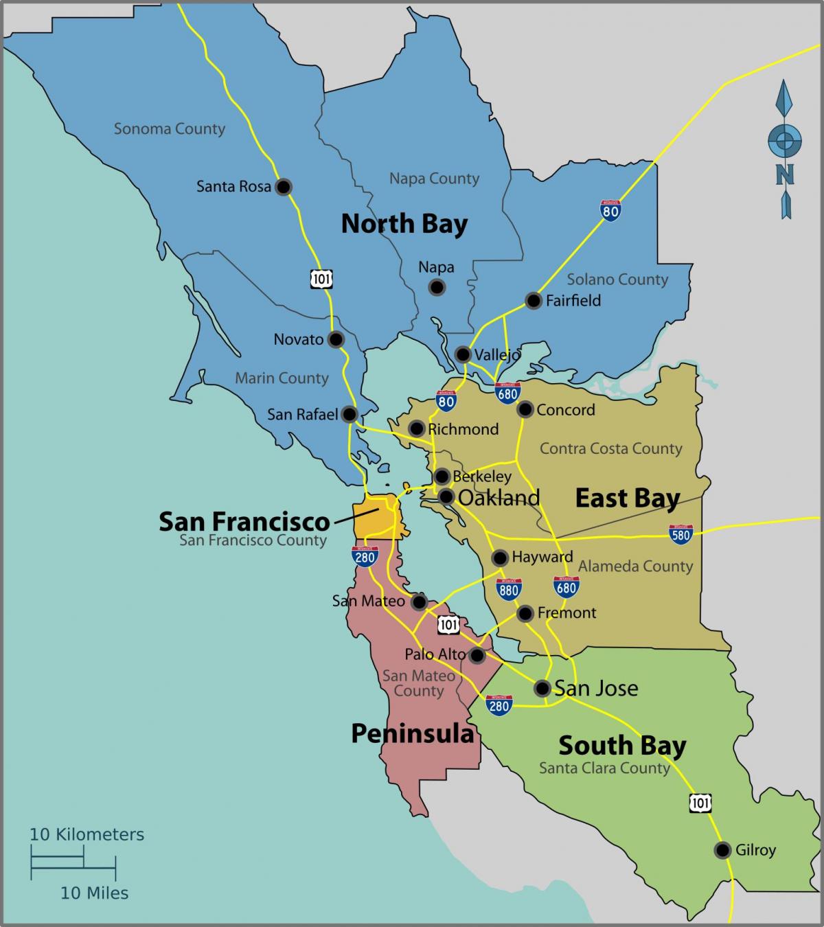 San Francisco bay na zemljevidu