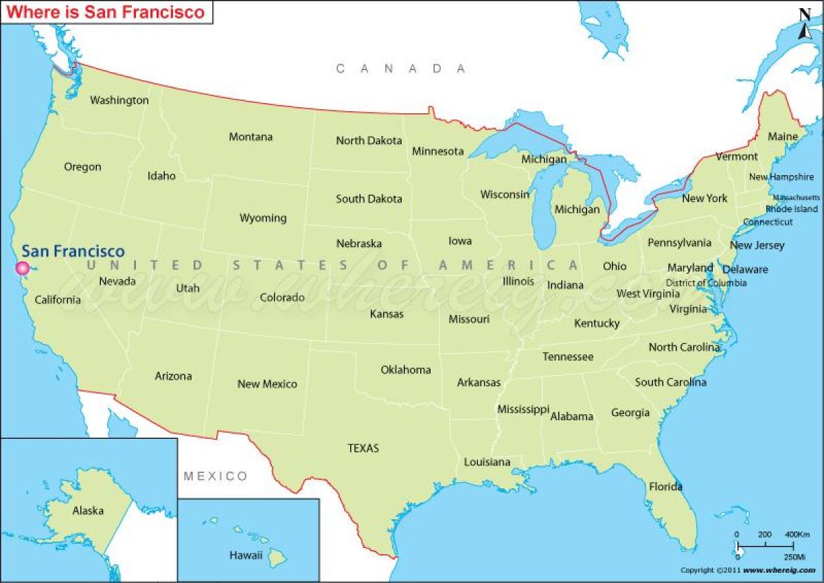 zemljevid San Francisco, california, zda