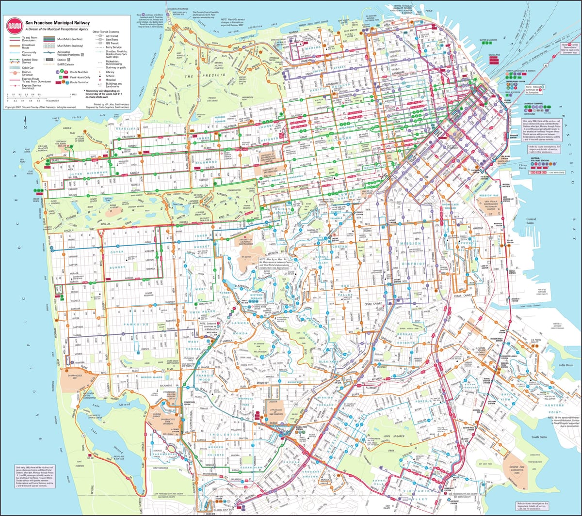 Zemljevid San Francisco železnici