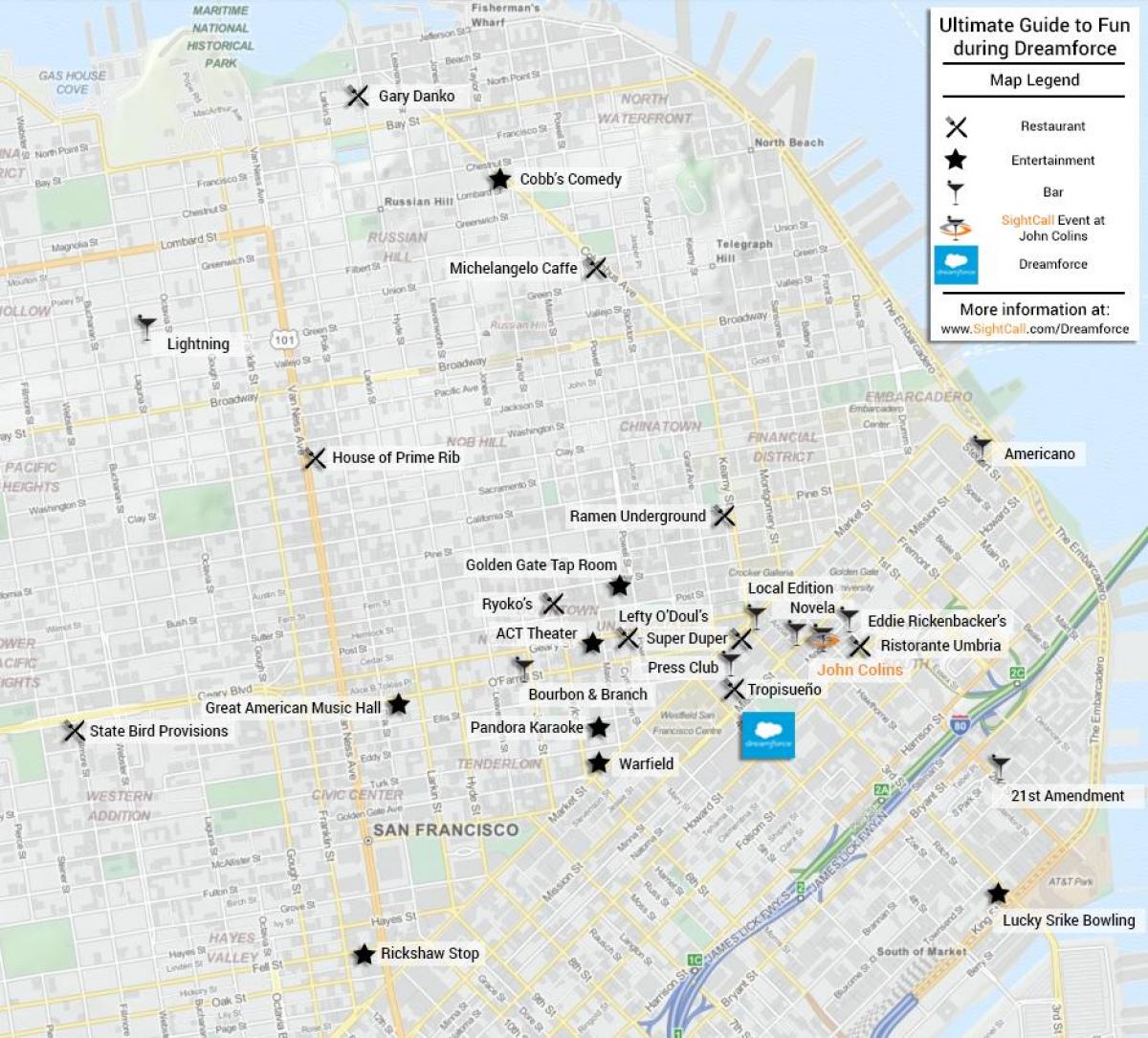 Zemljevid San Francisco bar