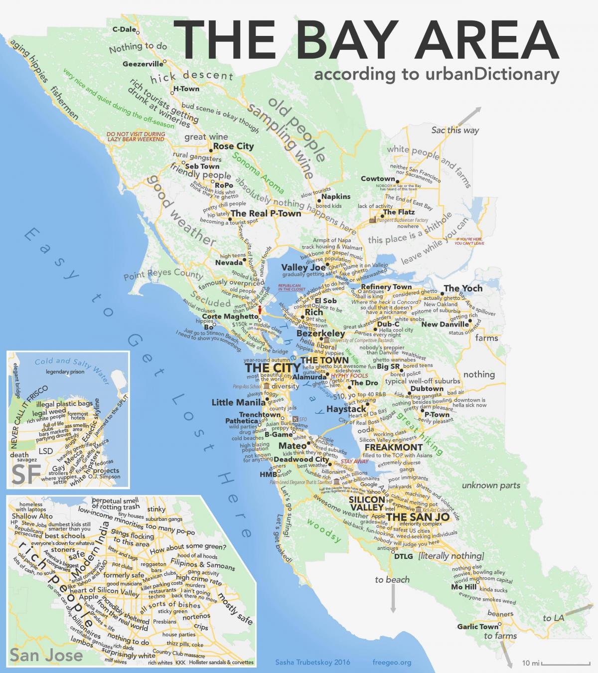 San Francisco bay area zemljevid kaliforniji
