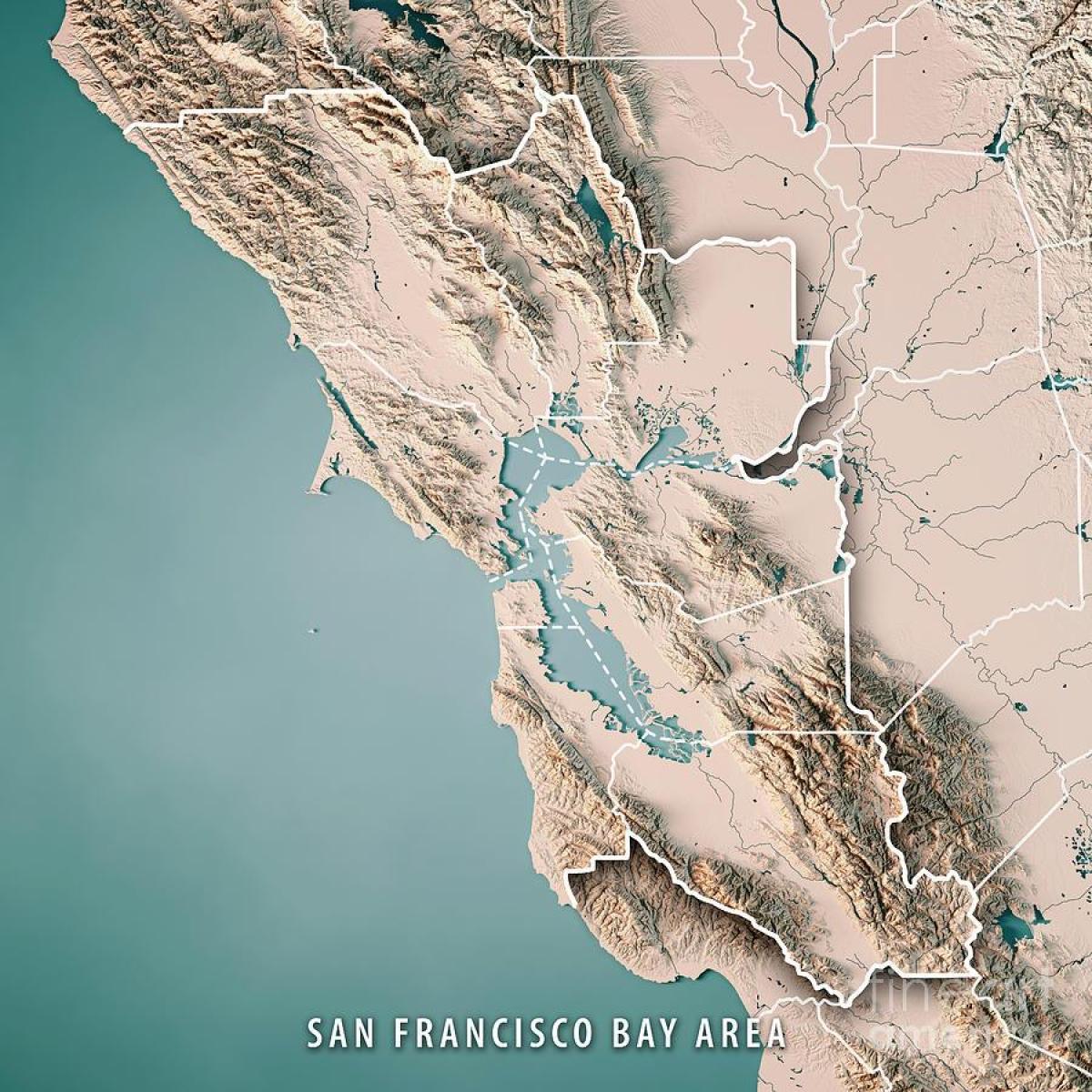 Zemljevid San Francisco bay topografske 