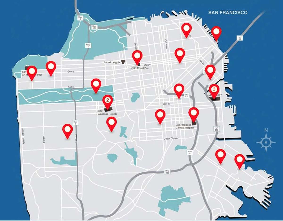 Zemljevid San Francisco bolnišnice