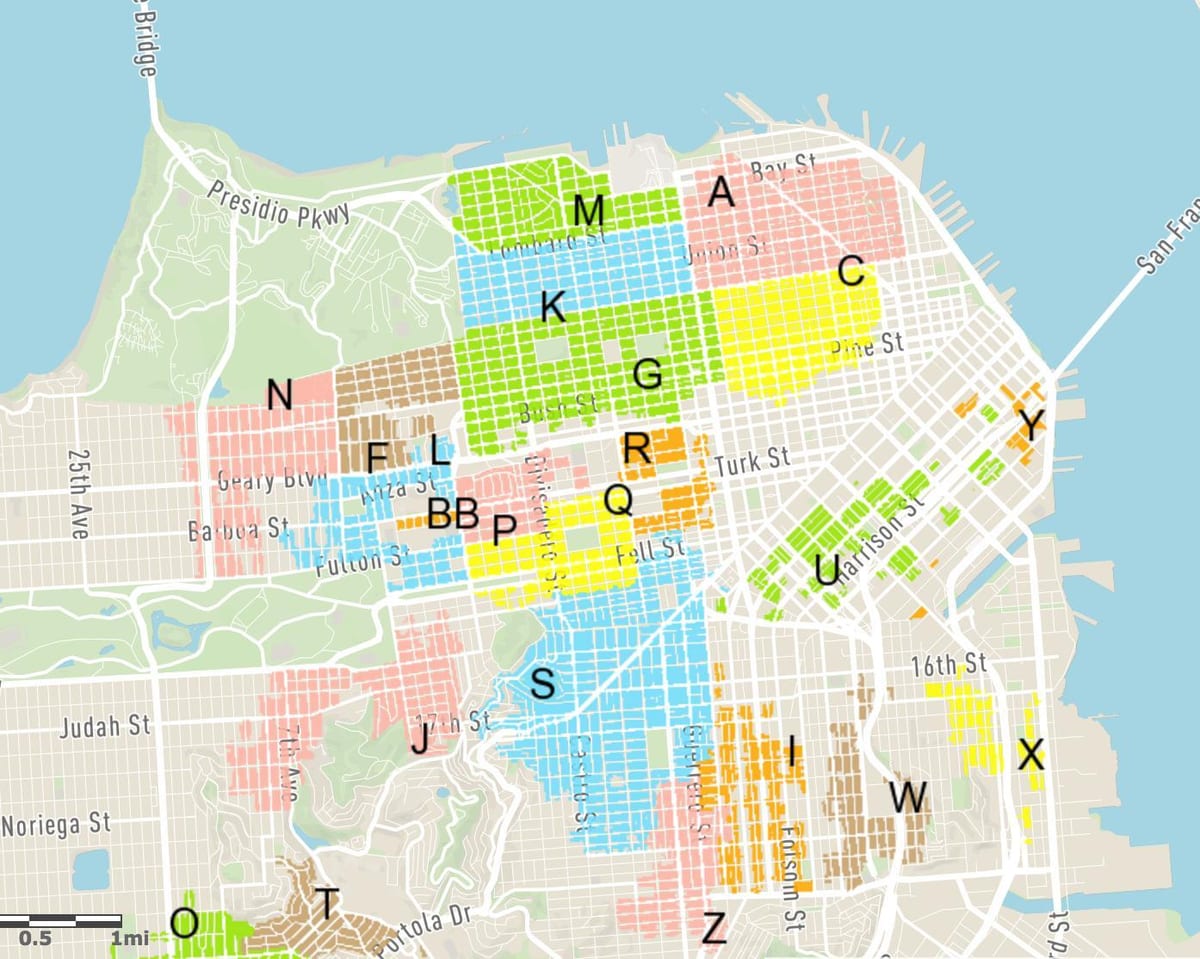 brezplačno parkiranje ulic San Francisco zemljevid