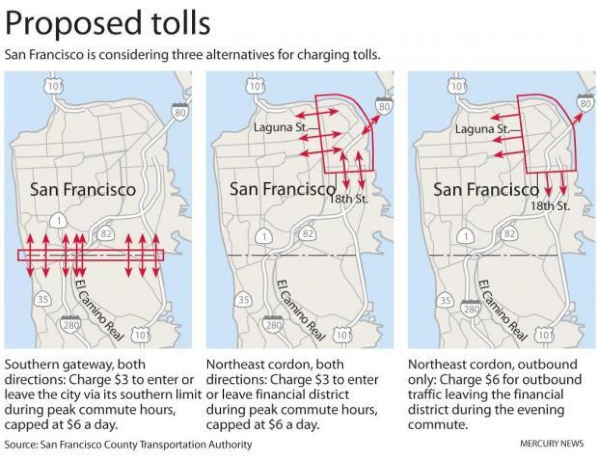 Zemljevid San Francisco cestnine