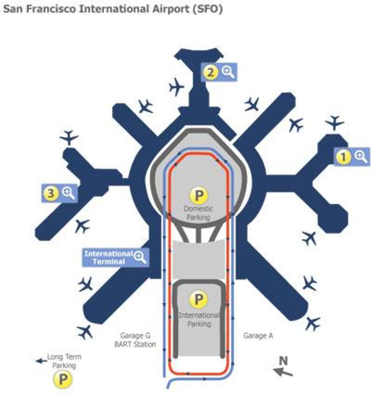 San Francisco letališče vrata zemljevid