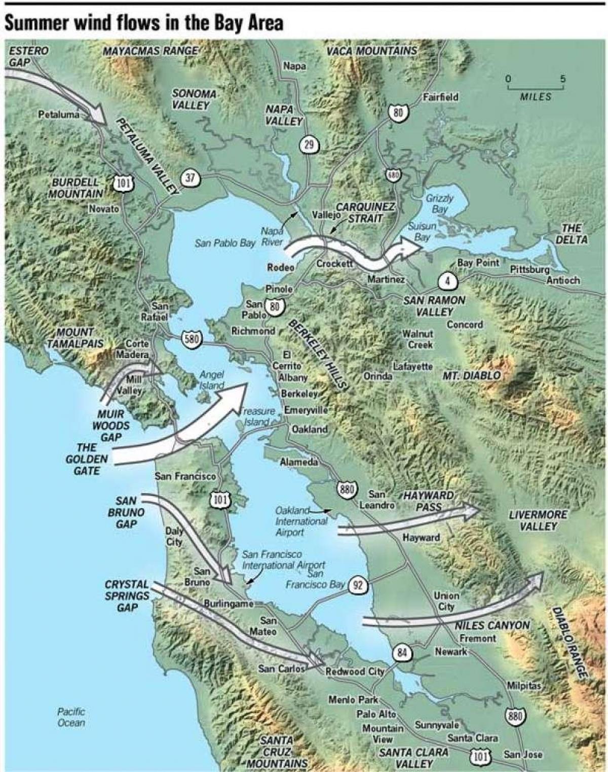 Zemljevid San Francisco mikroklima