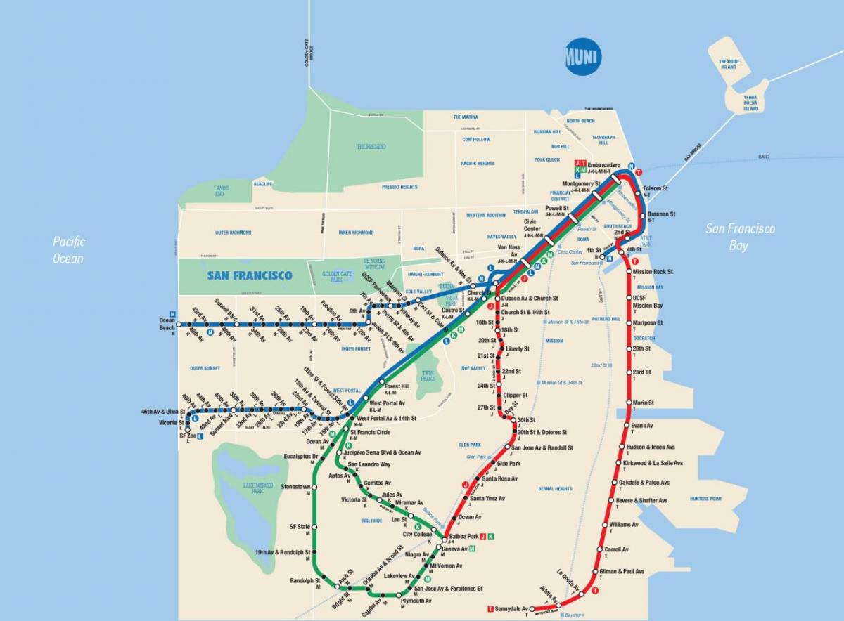 Zemljevid San Francisco muni app