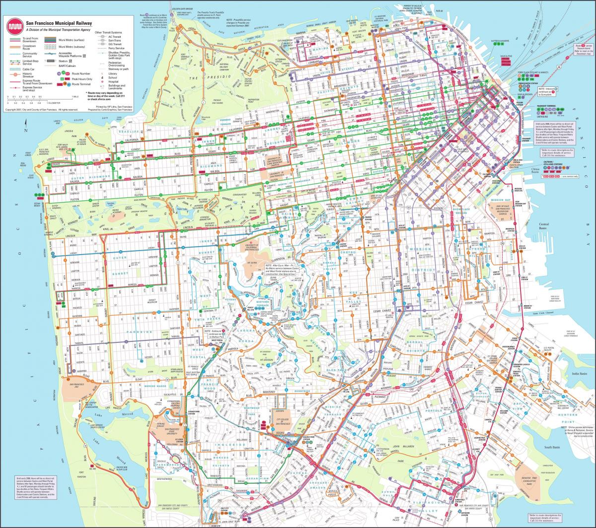 Zemljevid San Francisco municipal železniški