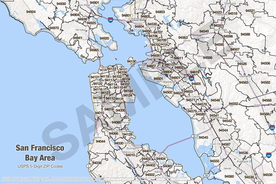 bay area območje kodo zemljevid