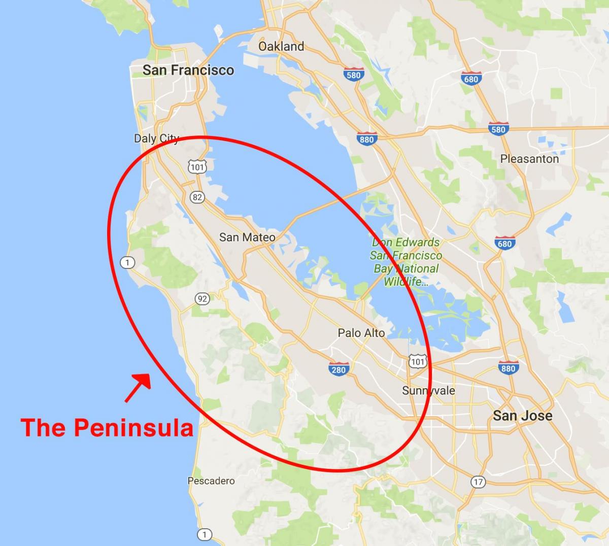 Zemljevid San Francisco polotoku 