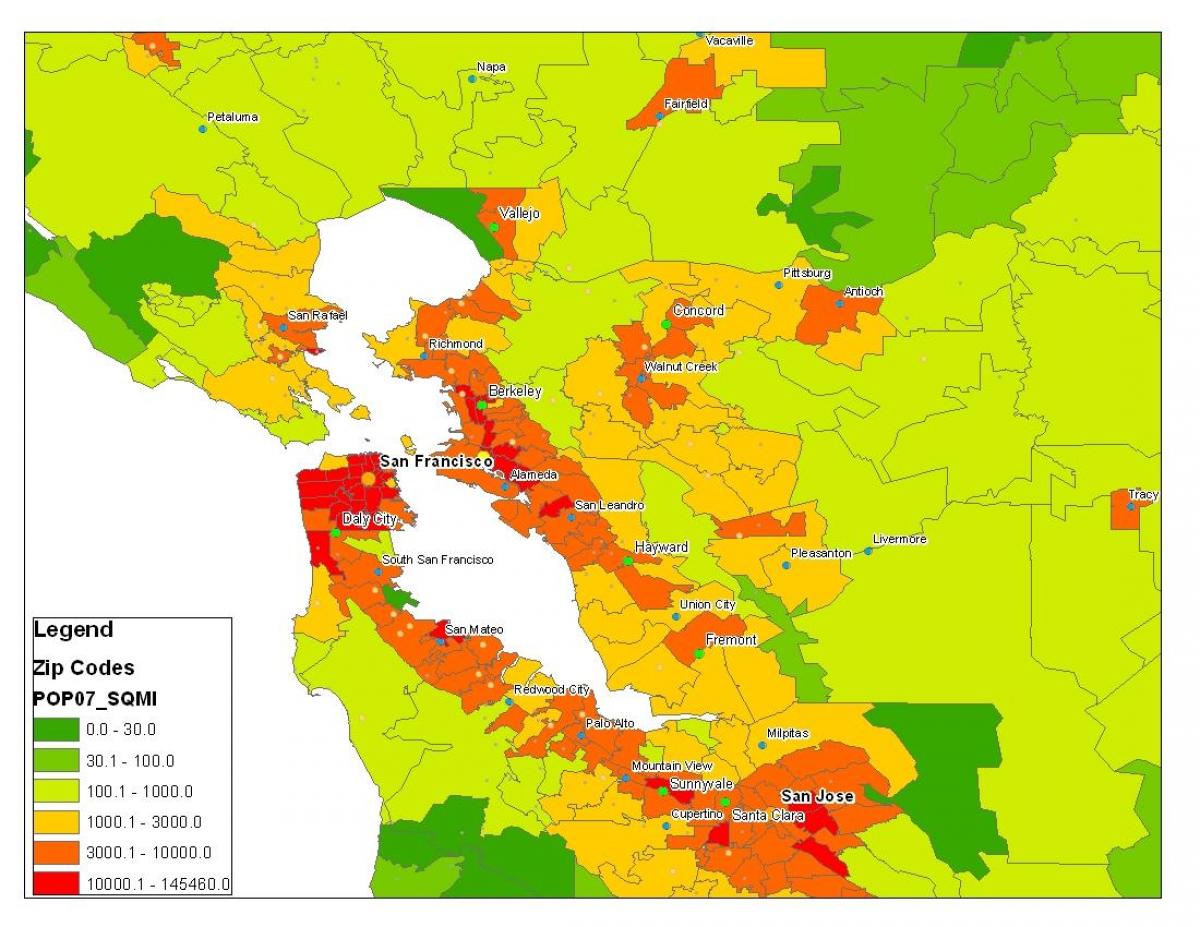 Zemljevid San Francisco prebivalstva