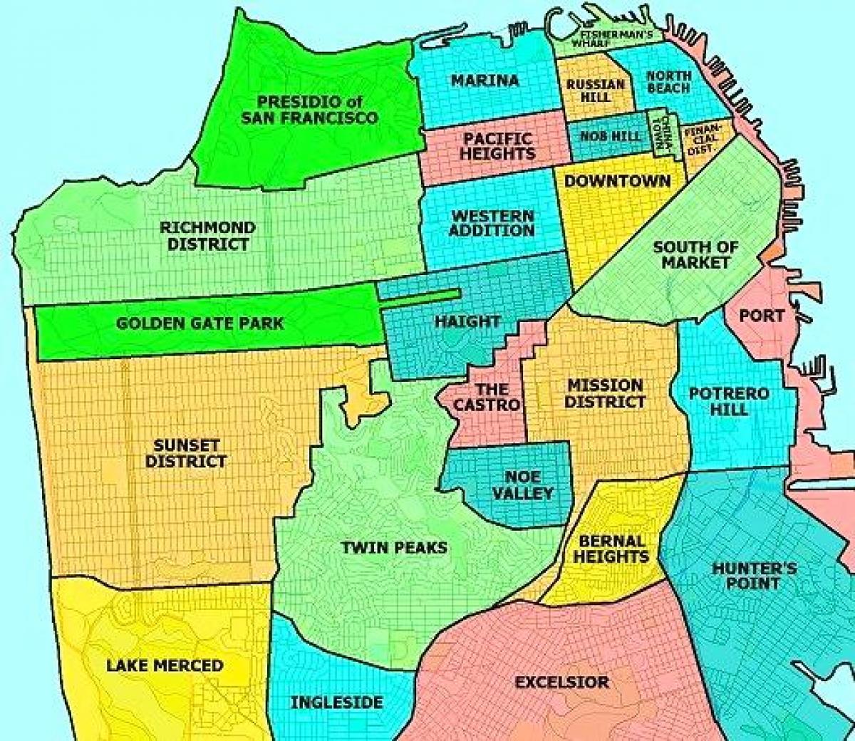 predmestju San Francisco zemljevid