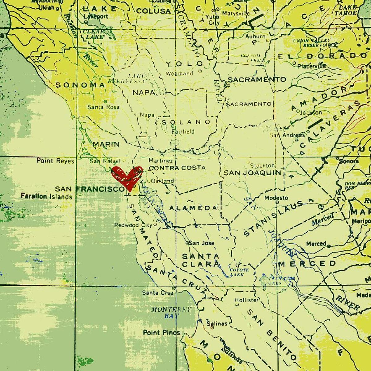 srca v San Franciscu zemljevid