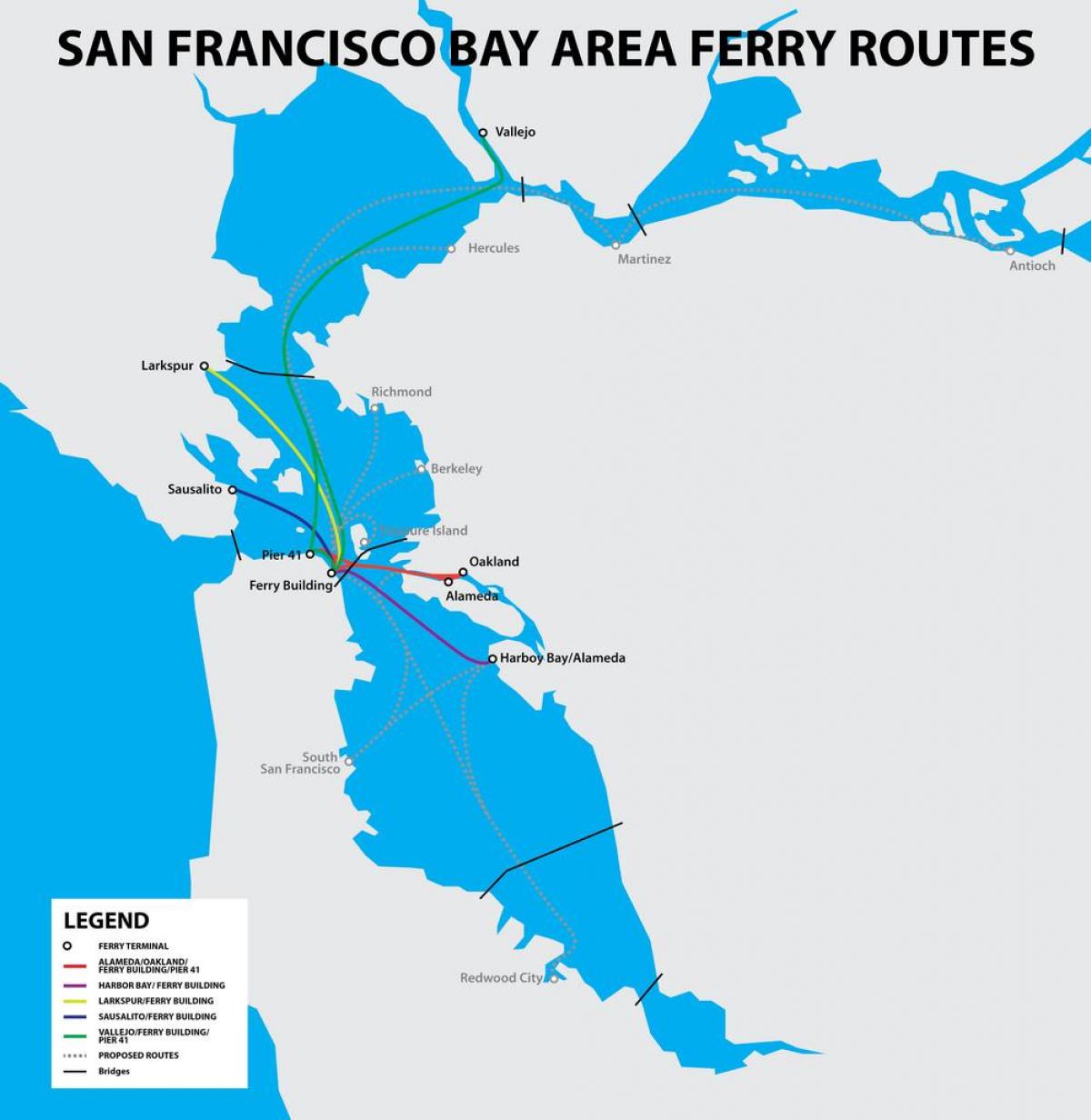 San Francisco bay trajekt zemljevid