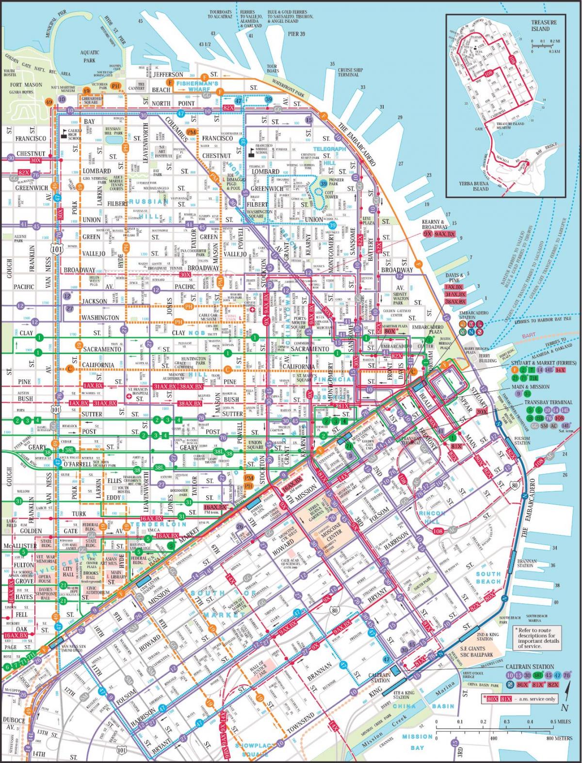San Francisco javni prevoz zemljevid