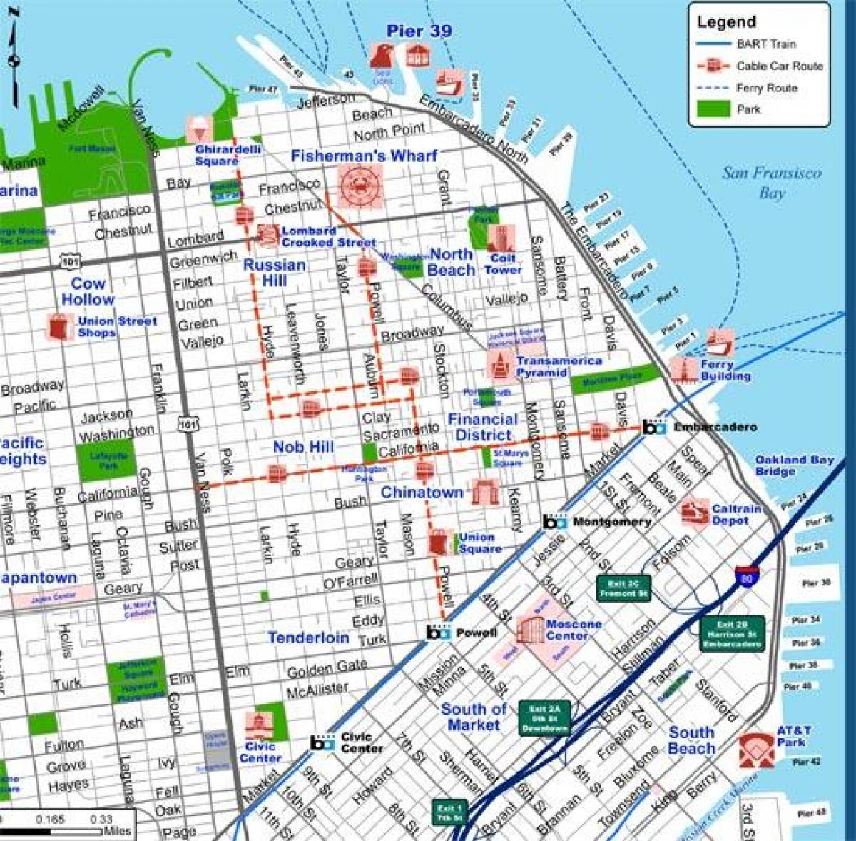 San Francisco je mesto zemljevid turističnih