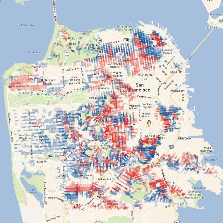 Zemljevid San Francisco višina