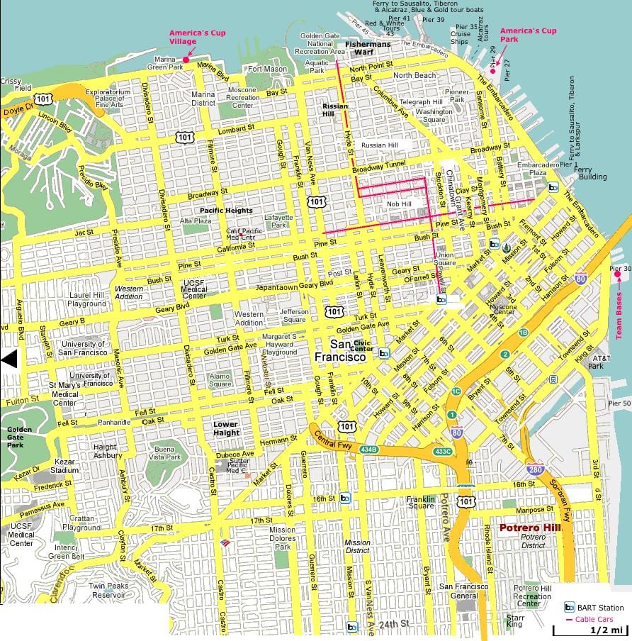 San Francisco krajev zemljevid