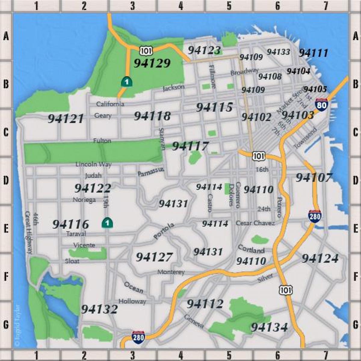 San Francisco poštna številka zemljevid