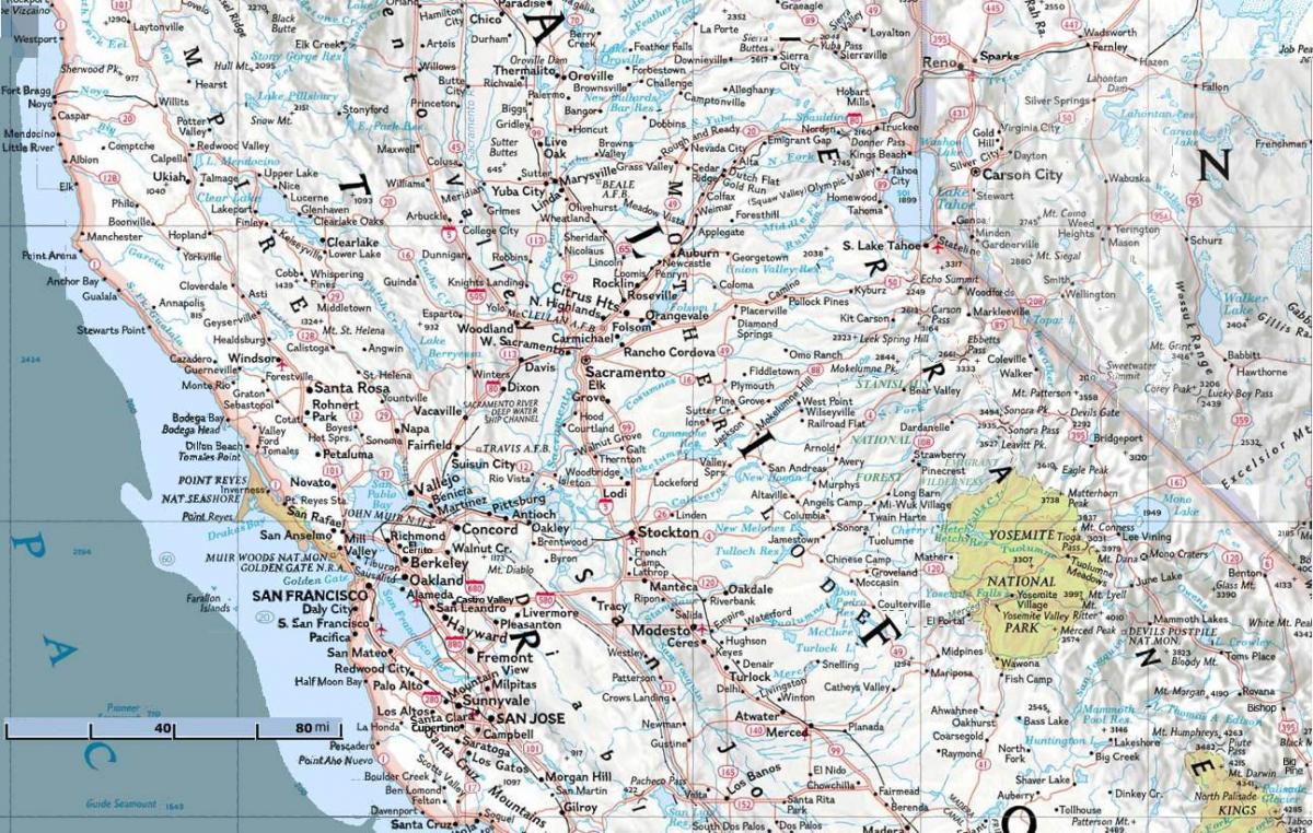 Zemljevid severno od San Francisca