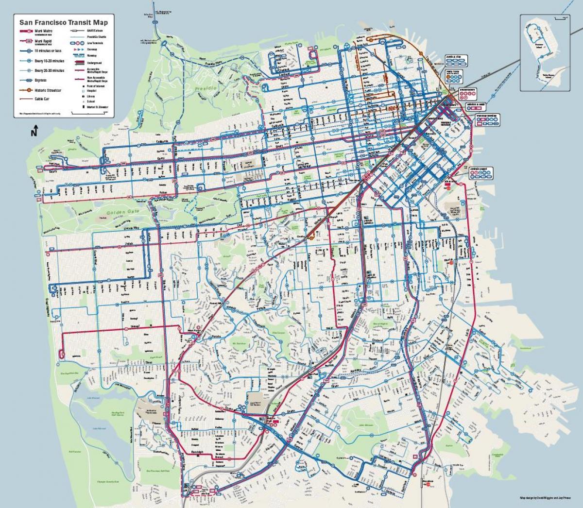 San Francisco bus sistem zemljevid