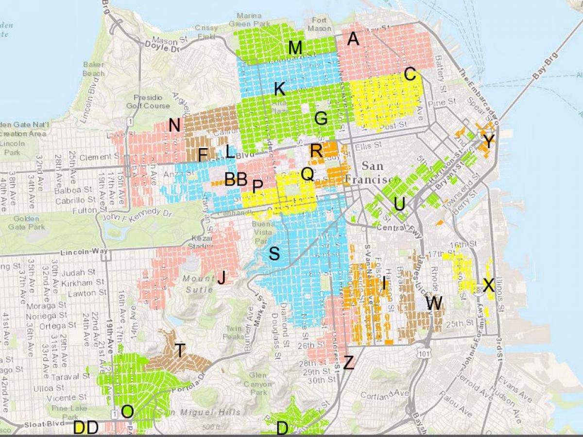 Zemljevid SF stanovanjskih parkirišče