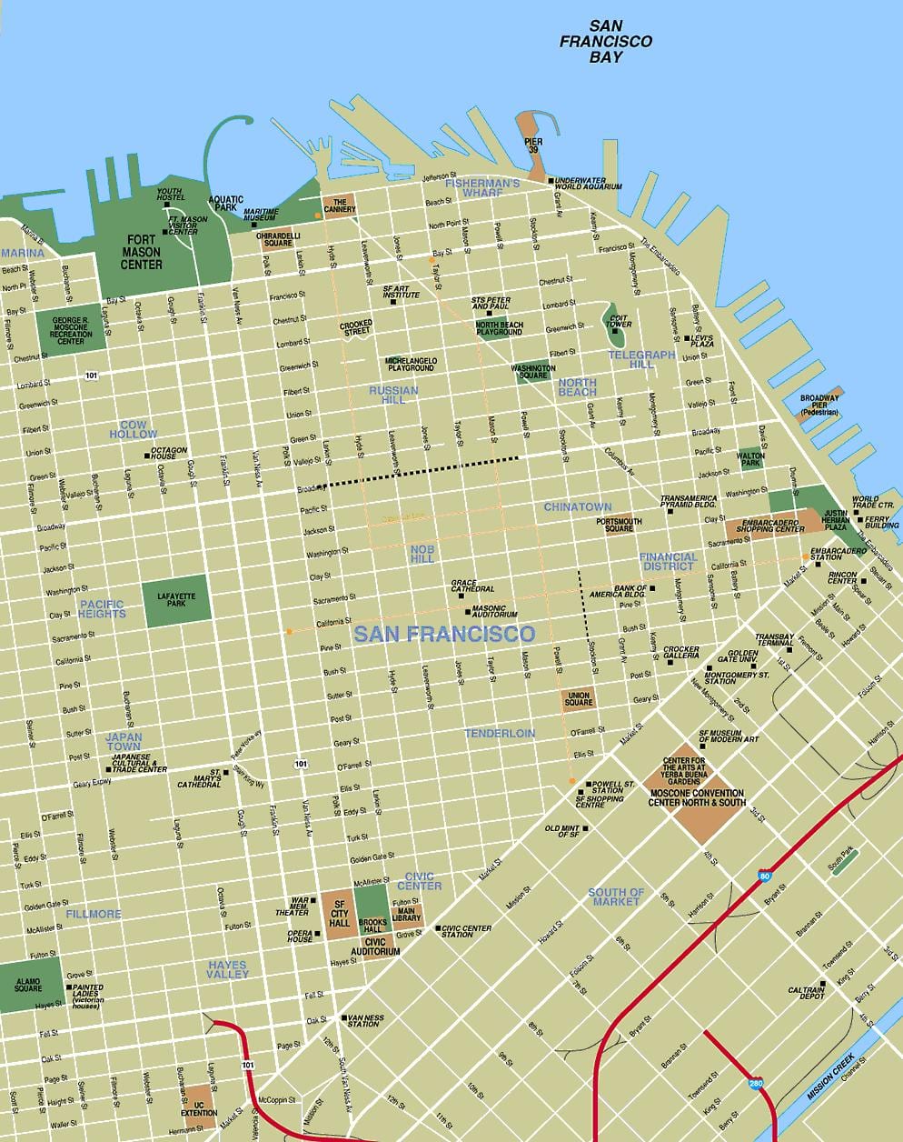 San Fran turistični zemljevid