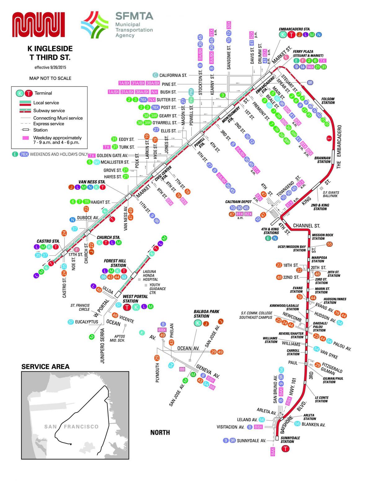 San Francisco mestni avtobus zemljevid