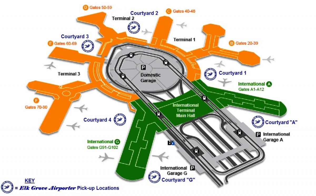 SFO mednarodni terminal turistov zemljevid