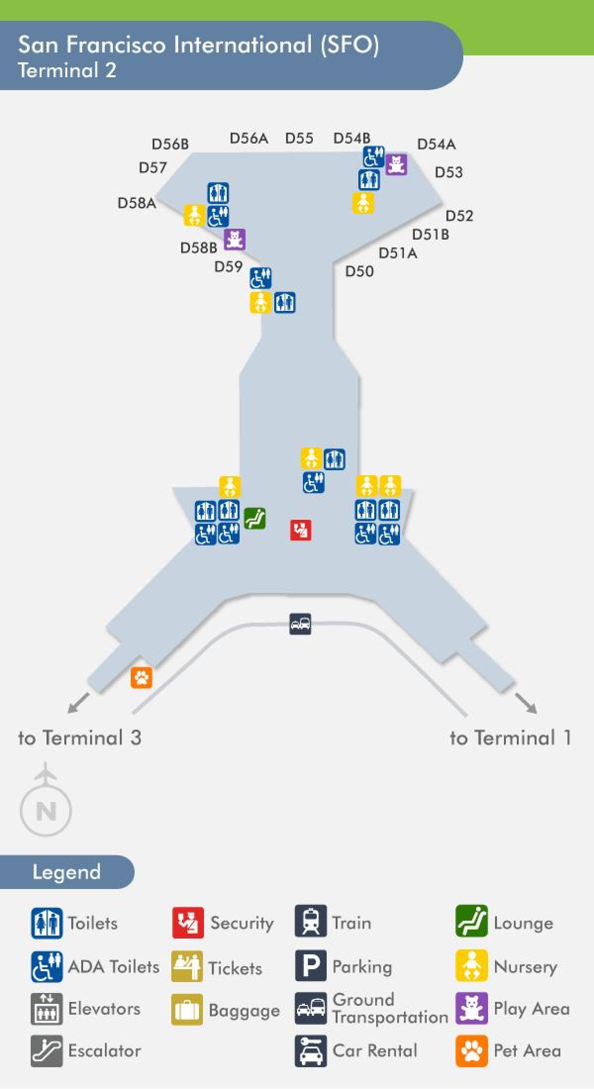 San Francisco letališki terminal 2 zemljevid