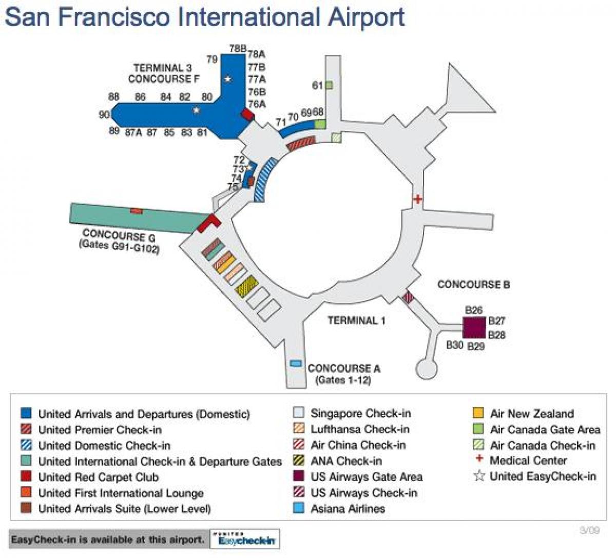 San Francisco letališče zemljevid združenih